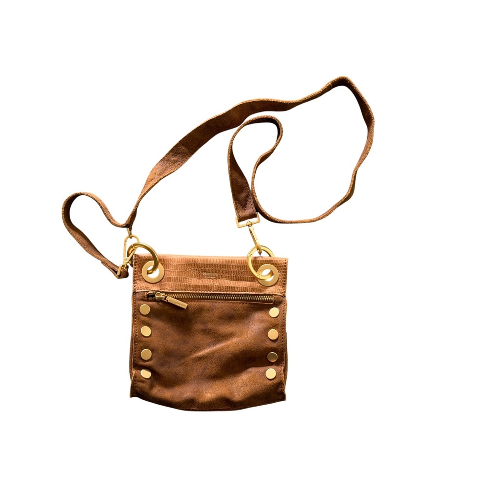 Hammitt Crossbody Bag Womens Small Brown Suede Gold Rivet